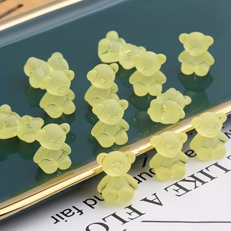 10pcs Frosted Straight Hole Bear Beads DIY Bracelet Necklace Mobile Phone Chain